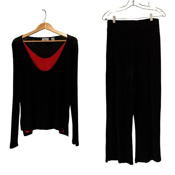 Chico’s Travelers Set Black Scoop Neck Top + Wide Leg Pants Set (Size 2 / 2S) 12 - Picture 1 of 8